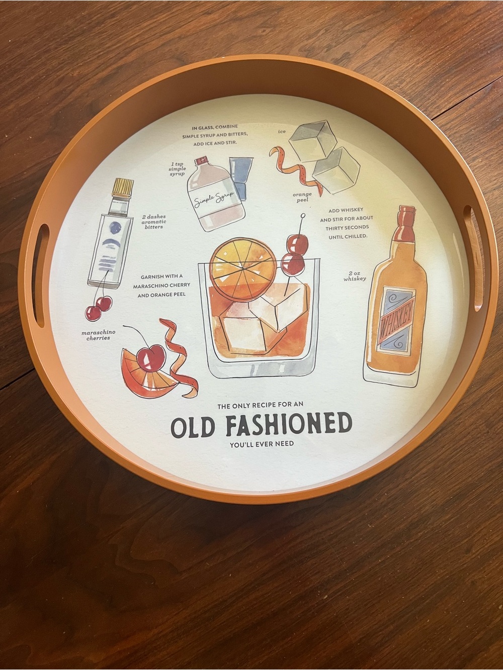 Demdaco Old Fashioned Cocktail Serving Tray with handles